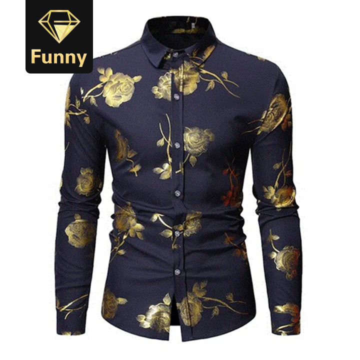 2021 High quality Spring New Slim Fit Long Sleeve Dress Shirts Mens Party Wedding Nightclub Chemise