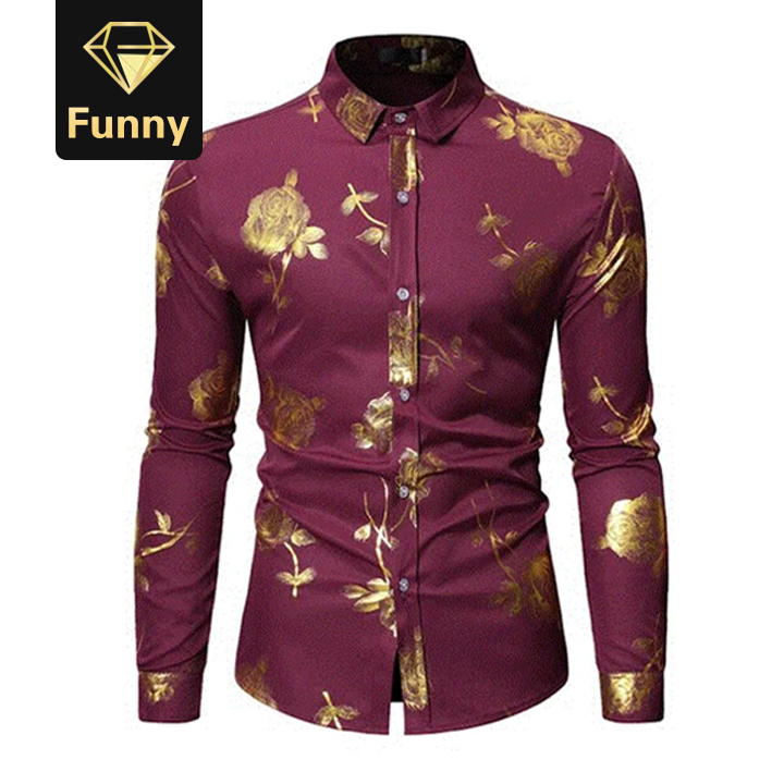 2021 High quality Spring New Slim Fit Long Sleeve Dress Shirts Mens Party Wedding Nightclub Chemise