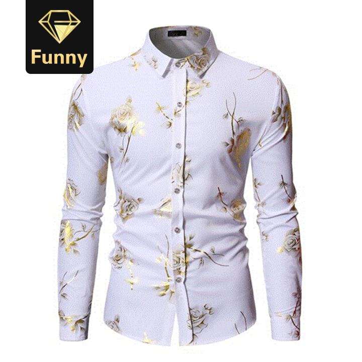 2021 High quality Spring New Slim Fit Long Sleeve Dress Shirts Mens Party Wedding Nightclub Chemise