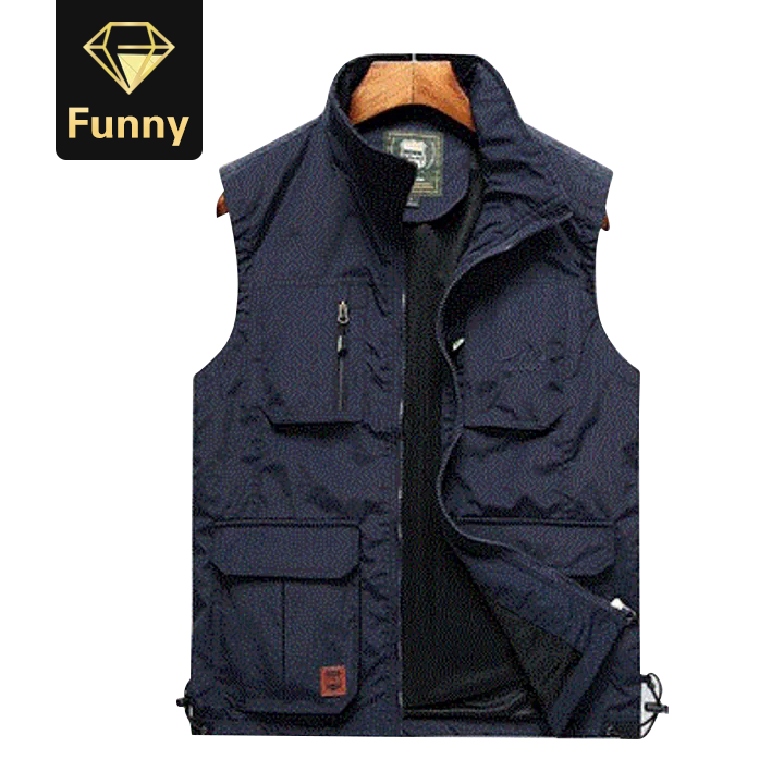 2021 High quality Mens Vests Quick Dry Breathable Multi Pocket Mesh Vest Sleeveless Jackets Man