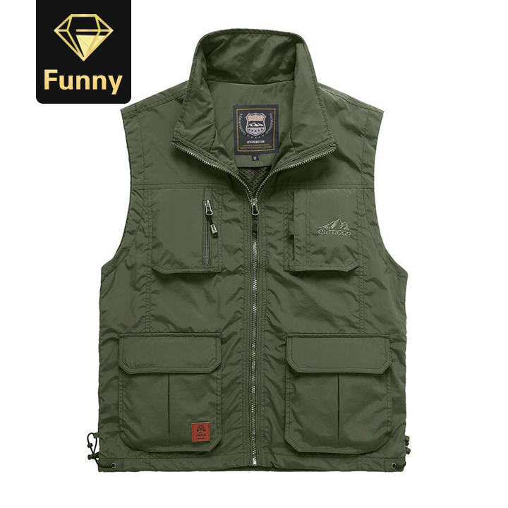 2021 High quality Mens Vests Quick Dry Breathable Multi Pocket Mesh Vest Sleeveless Jackets Man