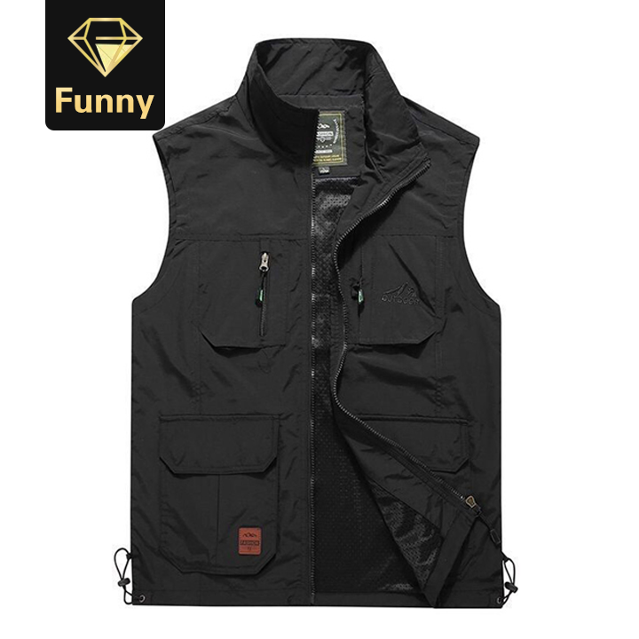2021 High quality Mens Vests Quick Dry Breathable Multi Pocket Mesh Vest Sleeveless Jackets Man