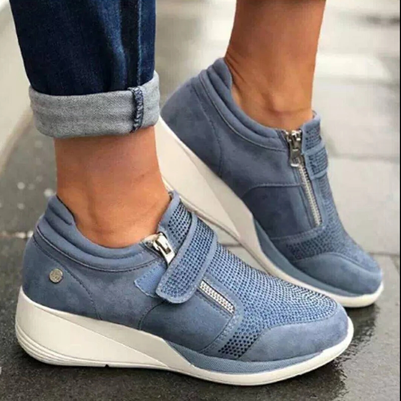 2021 High quality Wedges Shoes Woman Sneakers Zipper Trainers Women Shoes Casual Lace-Up Feminino Mujer Women Athletic