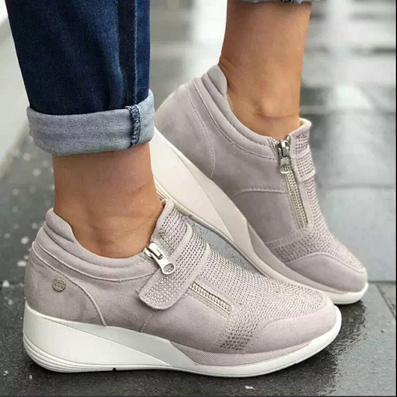 2021 High quality Wedges Shoes Woman Sneakers Zipper Trainers Women Shoes Casual Lace-Up Feminino Mujer Women Athletic