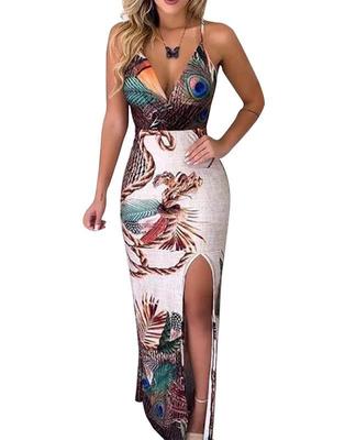 2021 High quality Fashion Women Sexy Ladies Sleeveless Bodycon Prom Evening Party Summer Beach Casual Long Sundress