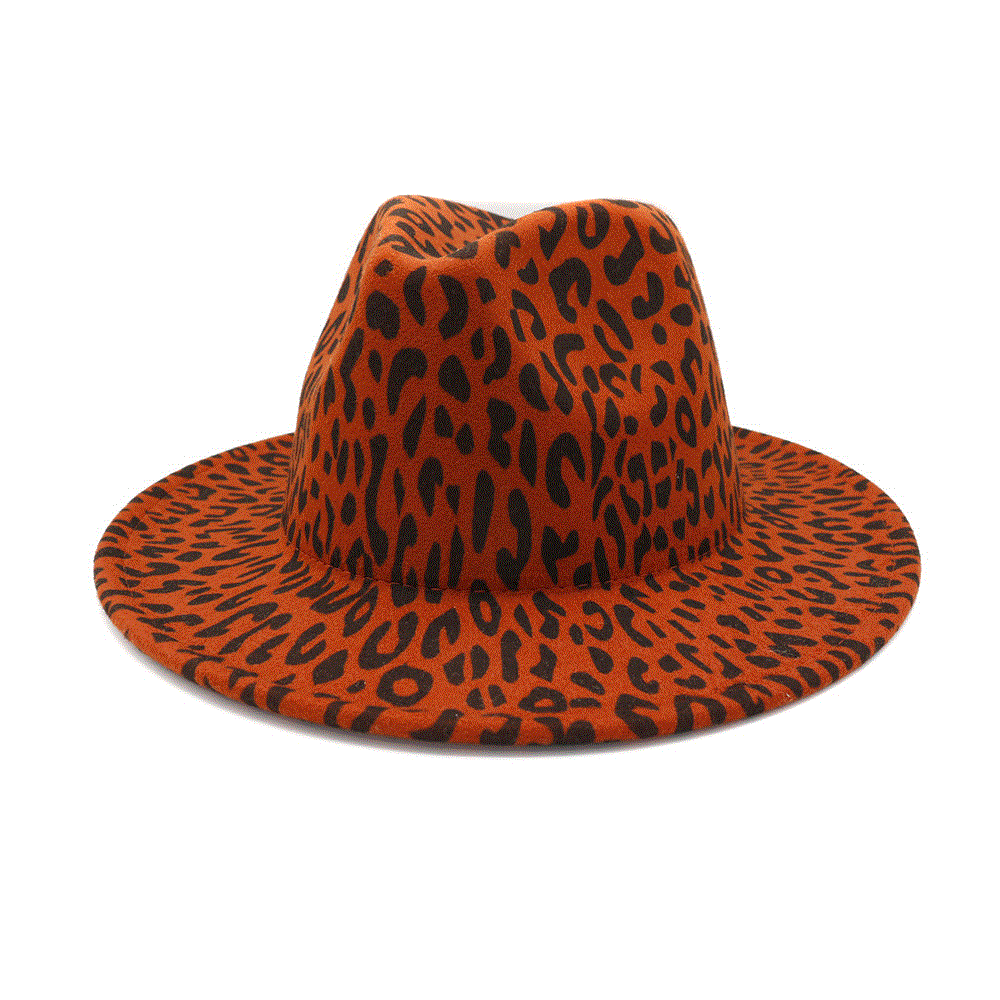 2021 High quality Fashion Summer Autumn Fake wool felt fedora hat for women leopard print fedora hat for man