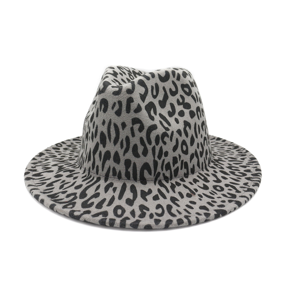 2021 High quality Fashion Summer Autumn Fake wool felt fedora hat for women leopard print fedora hat for man