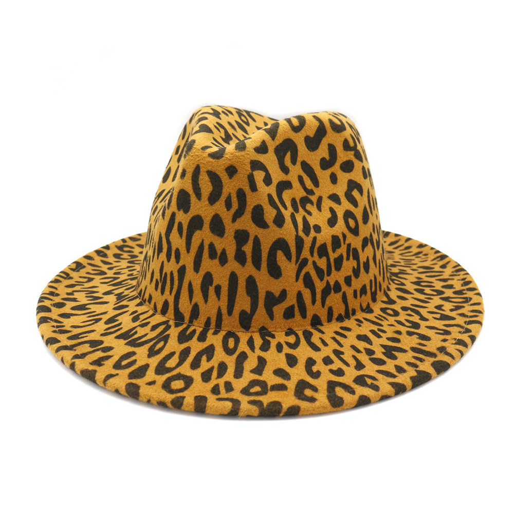 2021 High quality Fashion Summer Autumn Fake wool felt fedora hat for women leopard print fedora hat for man