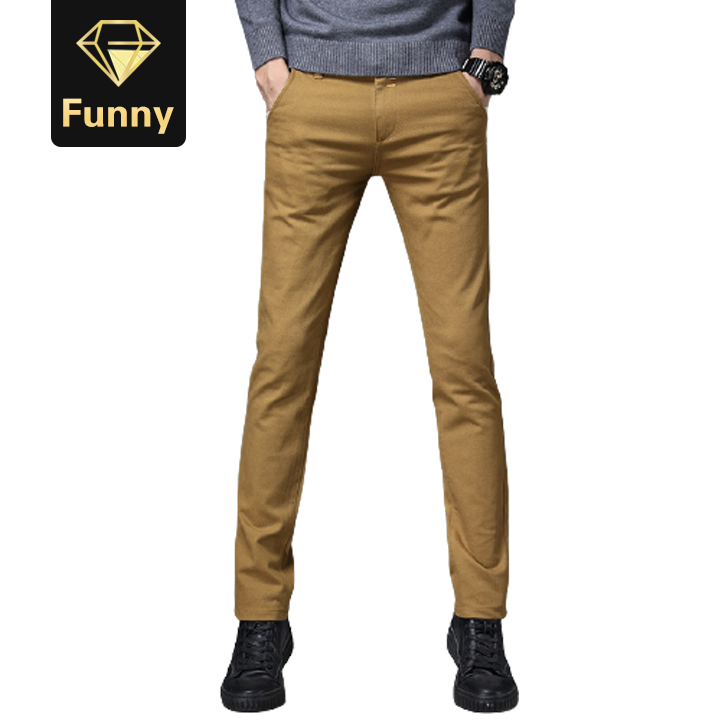2021 High quality New Casual Pants Men Cotton Slim Fit Chinos Fashion Trousers Male Brand Clothing