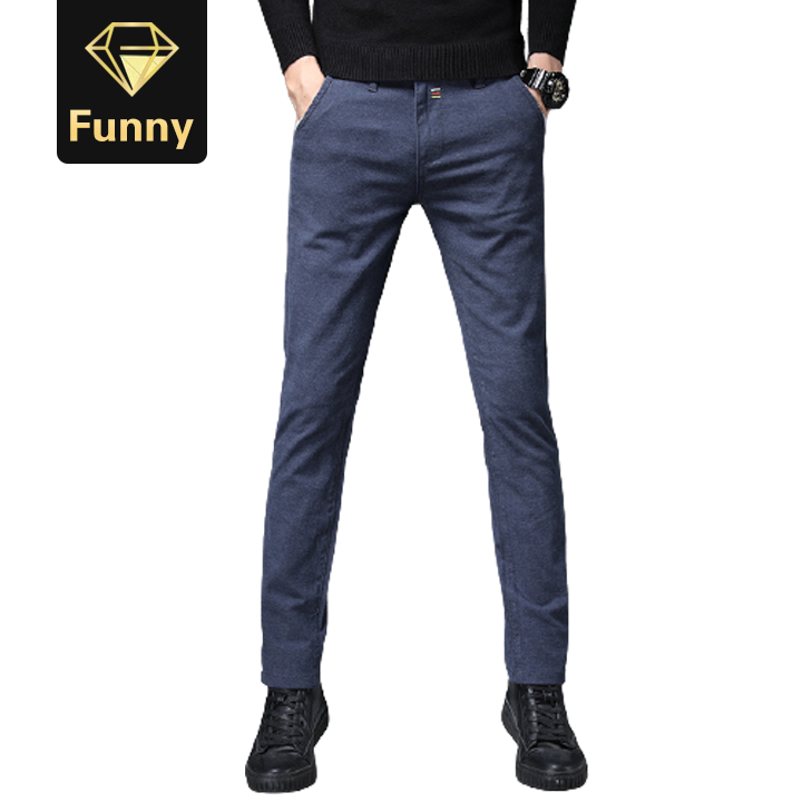 2021 High quality New Casual Pants Men Cotton Slim Fit Chinos Fashion Trousers Male Brand Clothing
