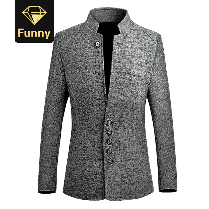 2021 High quality Men Vintage Blazer Coats Business Dress Casual Stand Collar Jackets Male Suit