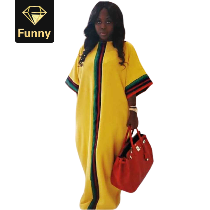 2021 High quality African Dresses For Women Summer Autumn Stripe Print Slim Sleeved Dress Fashion Ladies Clothing