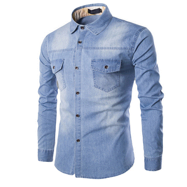 2021 High quality Fashion Men Denim Shirt Long Sleeve Mens Casual Male Jean Shirts High Quality men clothing