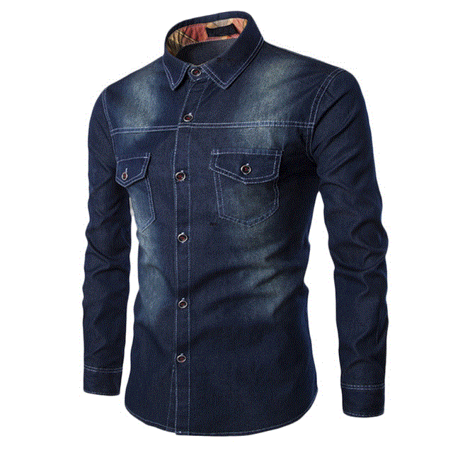 2021 High quality Fashion Men Denim Shirt Long Sleeve Mens Casual Male Jean Shirts High Quality men clothing