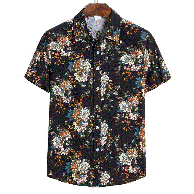 2021 High quality Men Shirts Short Sleeve Printed Casual Blouse Shirt Male Short Summer Geometric Plus Size Shirts