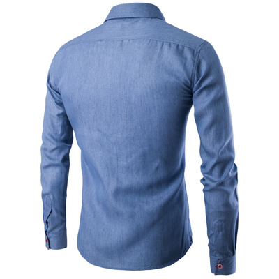 2021 High quality Men's Casual Slim Fit Stylish Wash Denim Long Sleeves Jeans Shirts Smart Casual Fashion Men Clothes