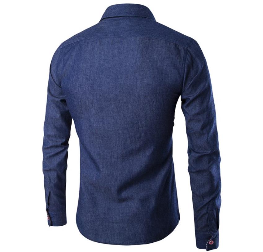 2021 High quality Men's Casual Slim Fit Stylish Wash Denim Long Sleeves Jeans Shirts Smart Casual Fashion Men Clothes