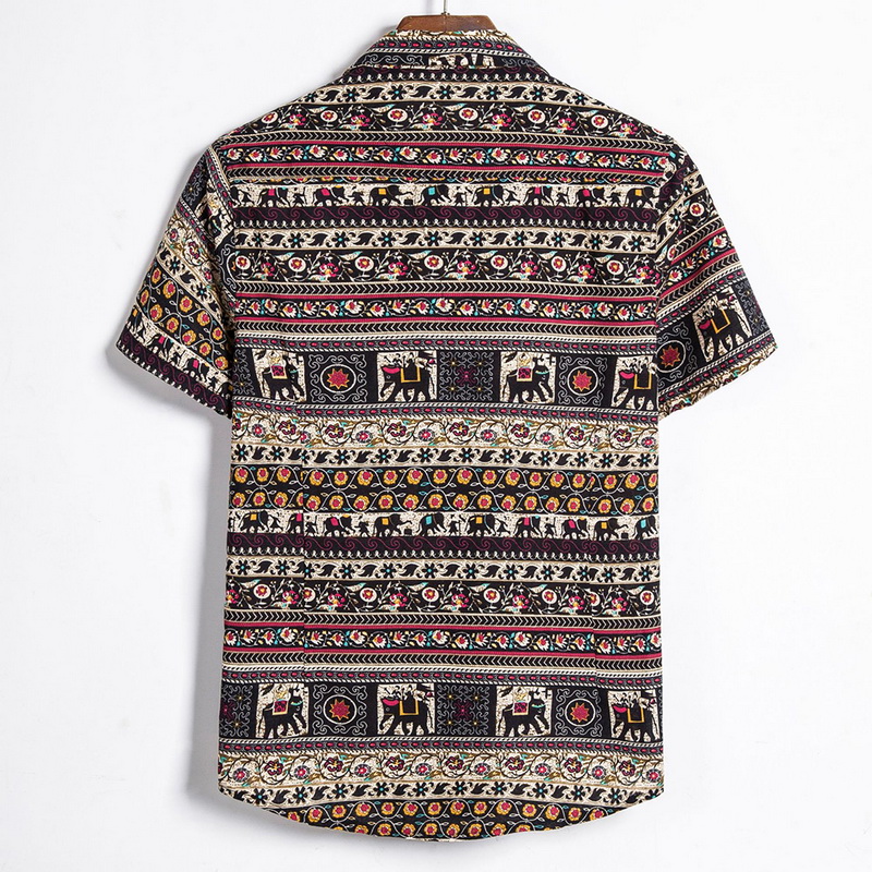 2021 High quality Men Shirts Short Sleeve Printed Casual Blouse Shirt Male Short Summer Geometric Plus Size Shirts