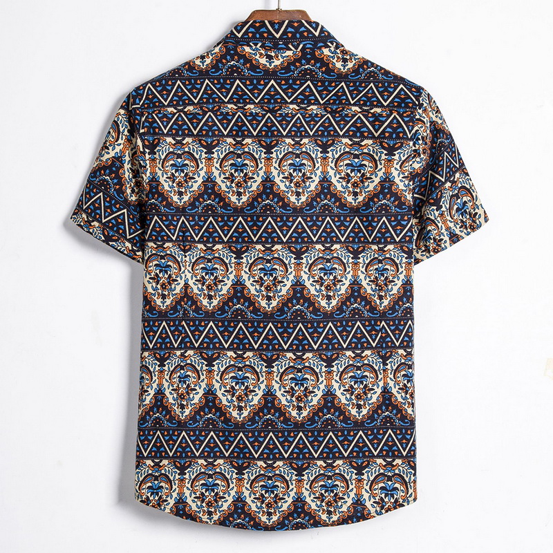 2021 High quality Men Shirts Short Sleeve Printed Casual Blouse Shirt Male Short Summer Geometric Plus Size Shirts