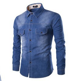 2021 High quality Fashion Men Denim Shirt Long Sleeve Mens Casual Male Jean Shirts High Quality men clothing