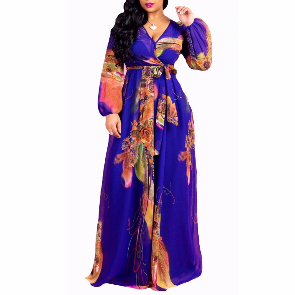 2021 High quality Long Sleeve maxi dress bohemia dress full plus size celebrity/graduation/Dinner Dress Beach Sundress