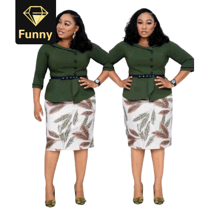 2021 High quality Fashion 2 Pieces Sets Top and Skirt African Women Clothing African Women Plus Size Suit Women Sets