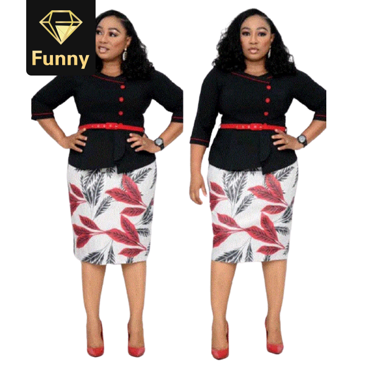 2021 High quality Fashion 2 Pieces Sets Top and Skirt African Women Clothing African Women Plus Size Suit Women Sets