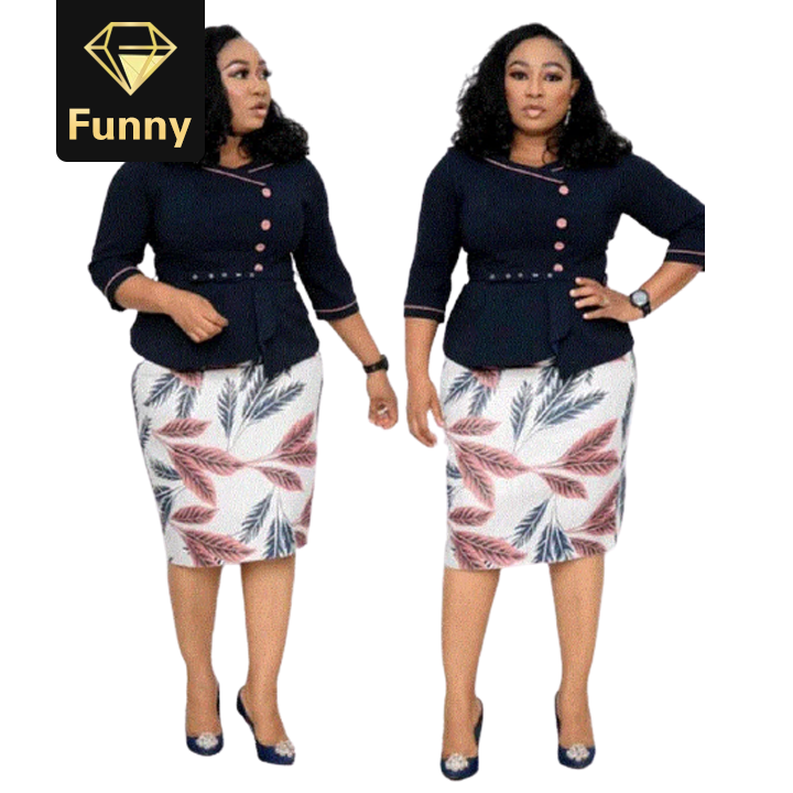2021 High quality Fashion 2 Pieces Sets Top and Skirt African Women Clothing African Women Plus Size Suit Women Sets