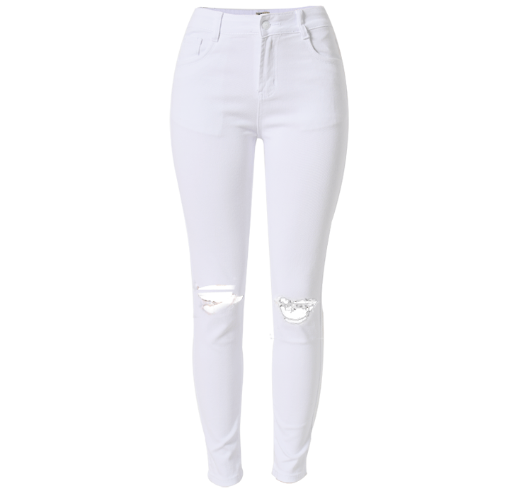 2021 High quality Women White Jeans Pencil Ripped Pants Ladies High Waist Denim Skinny Jeans For Women Slim Trousers
