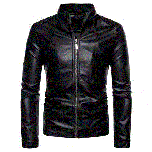 2021 High quality Men Slim Jacket Fashion Solid Color Winter Jackets Windproof Black Leather Jacket kurtka skorzana