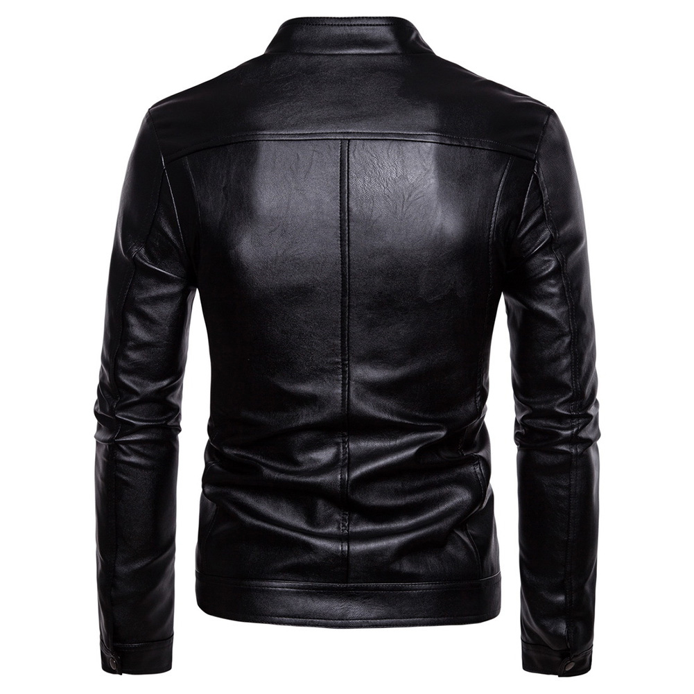 2021 High quality Men Slim Jacket Fashion Solid Color Winter Jackets Windproof Black Leather Jacket kurtka skorzana