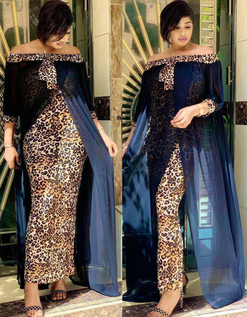 2021 High quality African Long Maxi Dress Women's Leopard Slash Neck Off Shoulder Backless Evening Women Party Dress