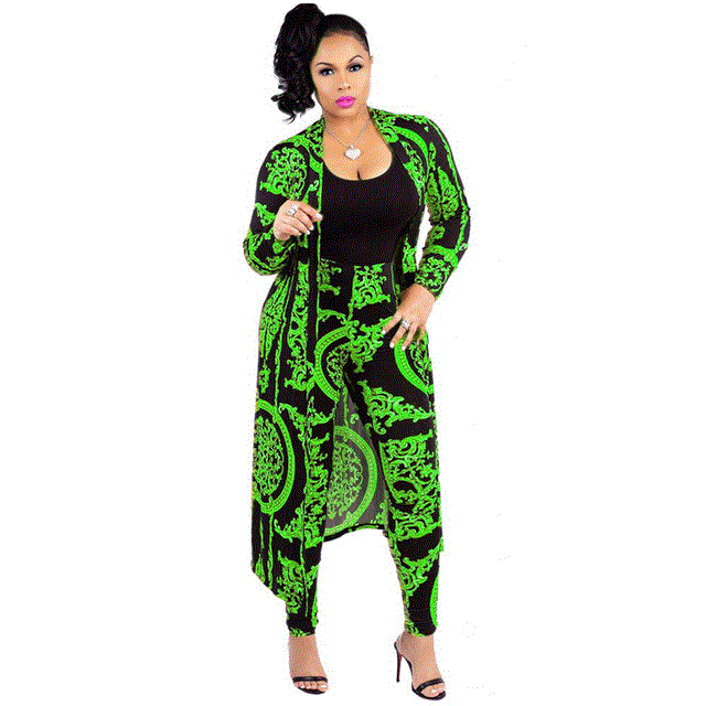 2021 High quality African Print Elastic Baggy Pants Rock Style SLeeve Fashion Suit For Lady/women coat and leggings