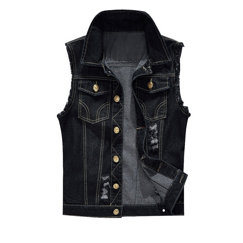 2021 High quality Men Cotton Jeans Sleeveless Jacket Vest Men Plus Size Black Denim Jeans Vest Male Cowboy Waistcoat