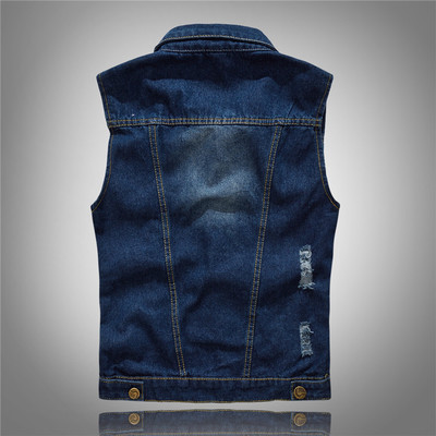 2021 High quality Denim Vest Men's Jacket Sleeveless Casual Waistcoat Jean Coat Ripped Slim Fit Male Jacket Cowboy