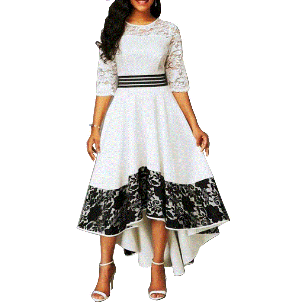 2021 High quality Woman Dress Spring Elegant Sexy Hollow Out Lace Long Party Dress Casual Plus Size Gown Maxi Dresses