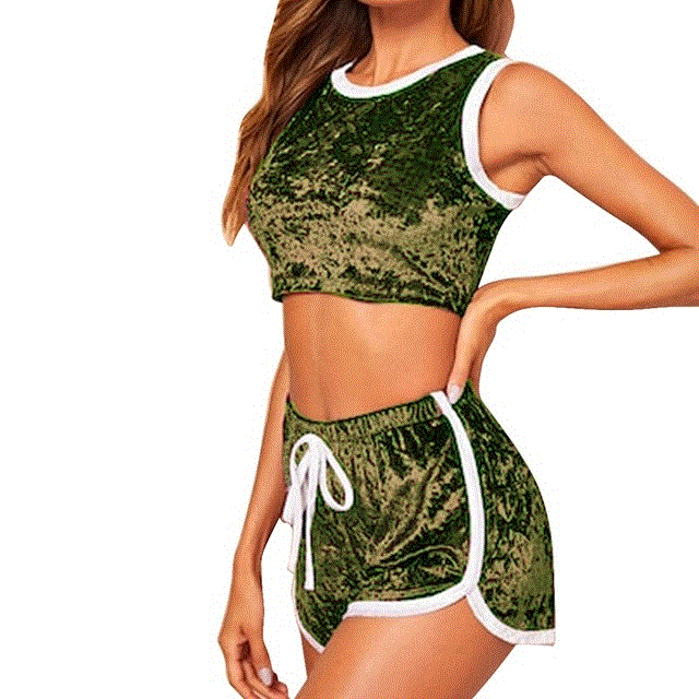2021 High quality Sexy Pyjamas Set Women V Neck Sleeveless Strap Sets Summer Women Bow Sleepwear