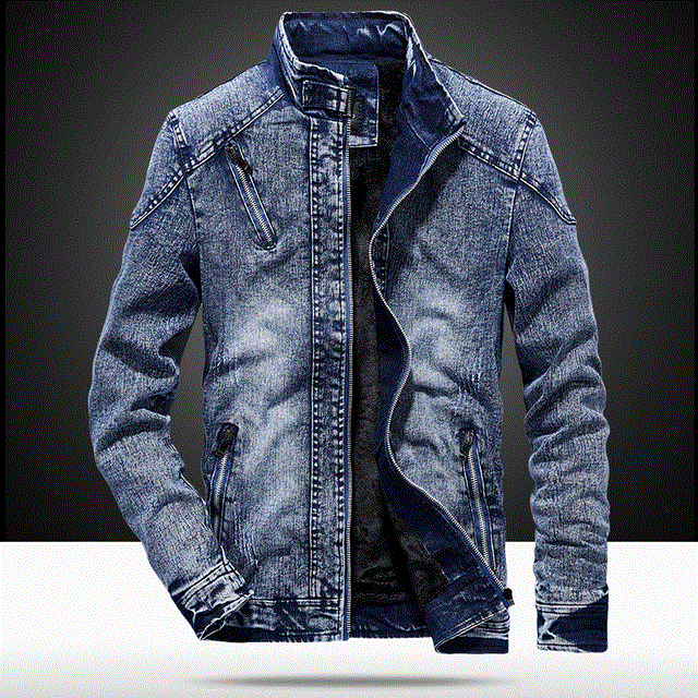 2021 High quality Vintage Mens Denim Jacket Solid Casual Mens Jeans Coat Fashion Stand Clothes Men Black Blue Jackets