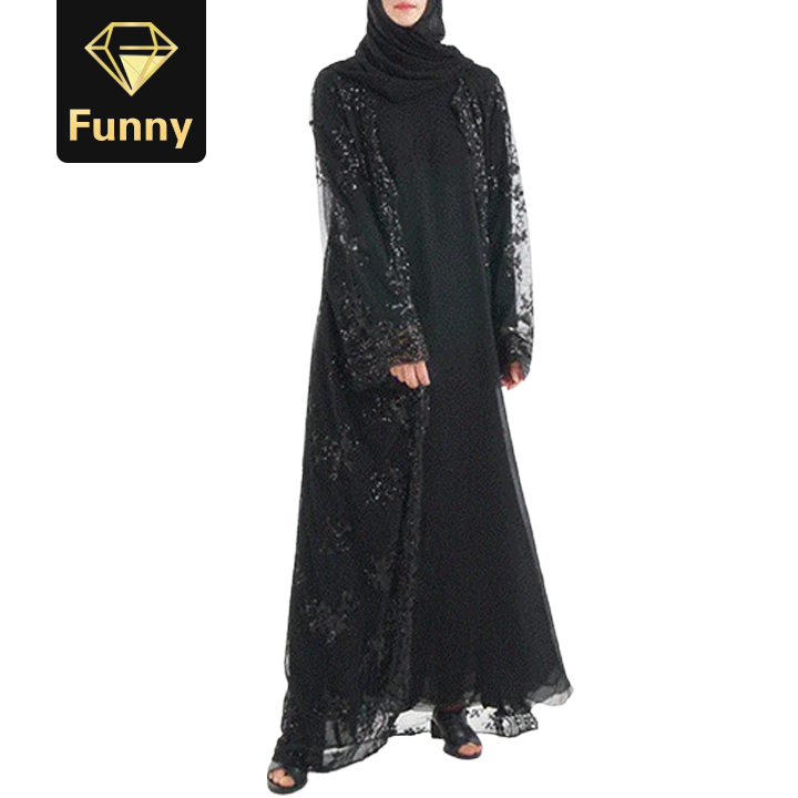 2021 High quality Muslim Dress Luxury High Class Sequins Embroidery long skirt Women's clothing L Pink 2 piece set