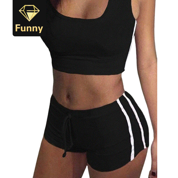 2021 High quality Sexy Women 2PCS Yoga Set Female Sleeveless Tank Fitness Shorts Running Gym Sports Clothes Swimsuit