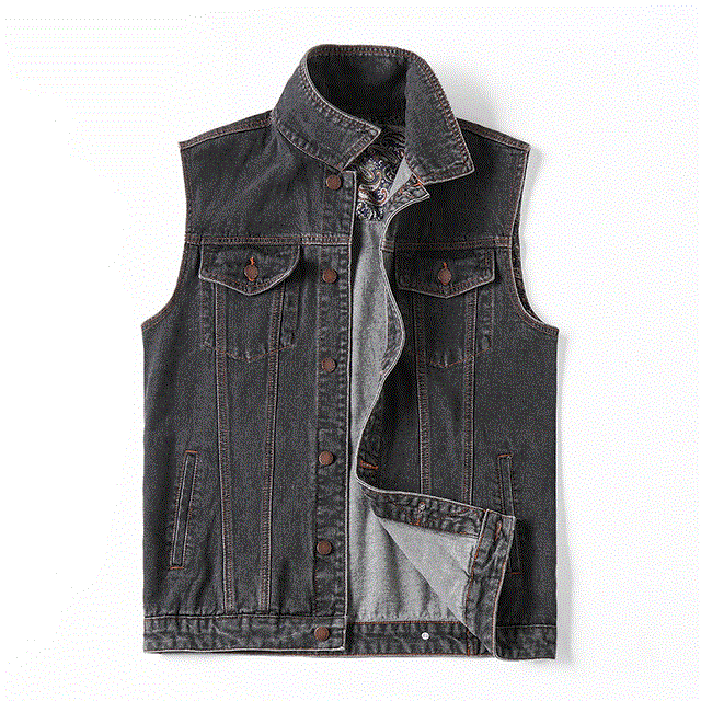 2021 High quality Brand Denim Vest Men Outdoors Cotton Multi Pocket Sleevless Jean Jacket Waistcoat Coat Plus Size