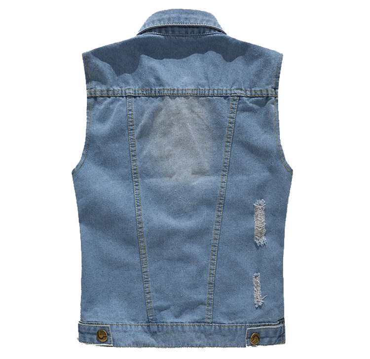 2021 High quality Slim Fit Cowboy Male Jacket Ripped Denim Vest Men's Jacket Sleeveless Casual Waistcoat Men Jean Coat