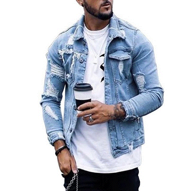 2021 High quality Fashion Men Denim Jacket Coat Moto Biker Men Jeans Jacket Pockets Washed Jeans Bomber Jackets