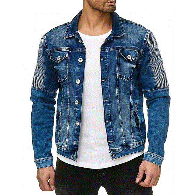2021 High quality Men Slim Fit Jeans Jacket Cowboy Fashion Bomber Outwear Jacket Denim Coat Men's Jean Jacket Hip Coat