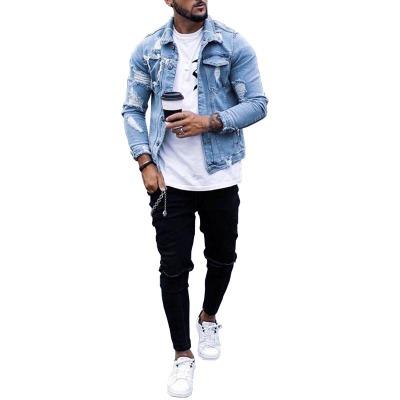 2021 High quality Fashion Men Denim Jacket Coat Moto Biker Men Jeans Jacket Pockets Washed Jeans Bomber Jackets
