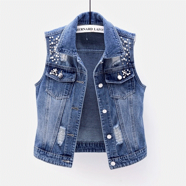 2021 High quality Women Summer Sleeveless Vest Waistcoat Fashion Casual Short Jeans Jacket Slim Outerwear Plus Size