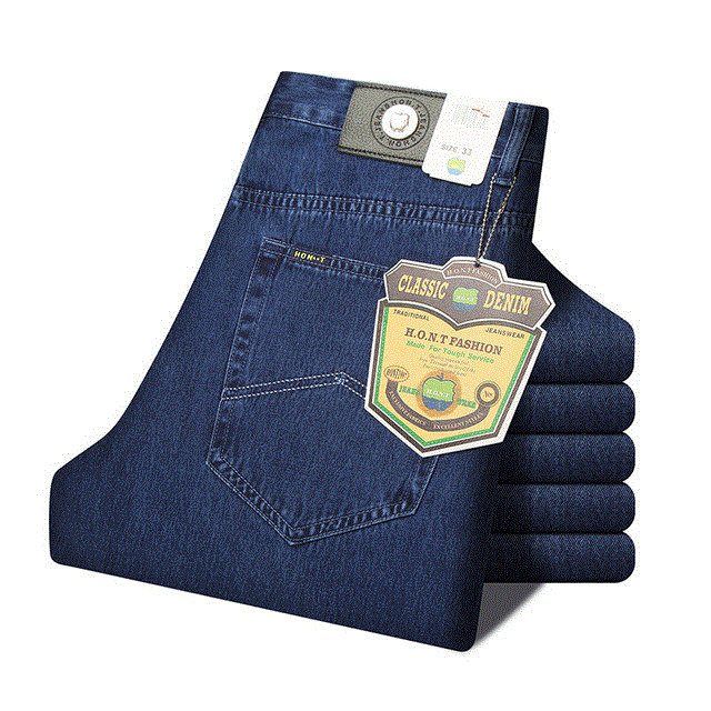 2021 High quality Men Loose Jeans Business Cotton Fabric Summer Classic Straight Denim Pants Male Casual Trousers