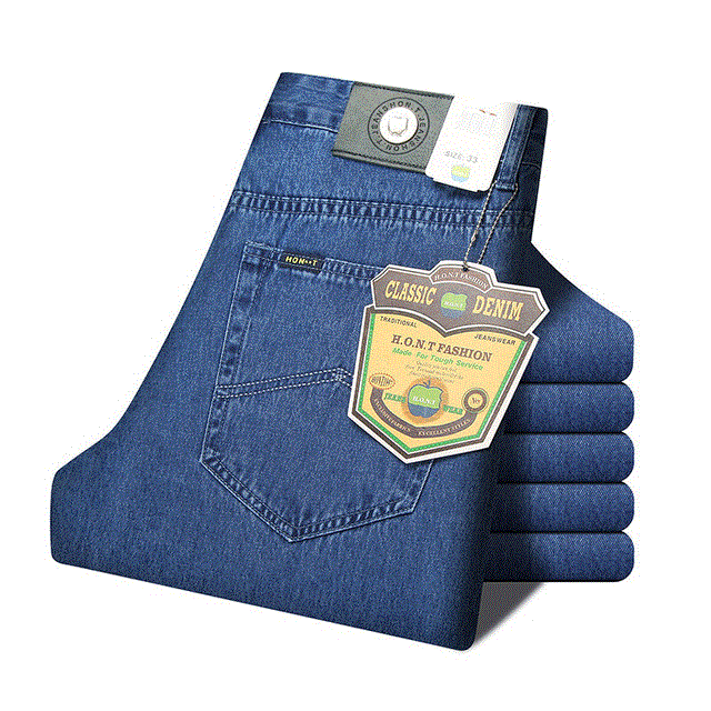 2021 High quality Men Loose Jeans Business Cotton Fabric Summer Classic Straight Denim Pants Male Casual Trousers