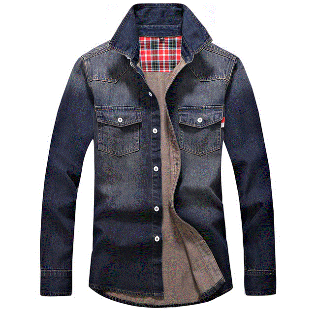 2021 High quality Denim Shirt Men Cotton Jeans Shirt Fashion Autumn Long Sleeve Cowboy Shirt Stylish Wash Slim Tops