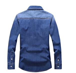 2021 High quality Denim Shirt Men Cotton Jeans Shirt Fashion Autumn Long Sleeve Cowboy Shirt Stylish Wash Slim Tops